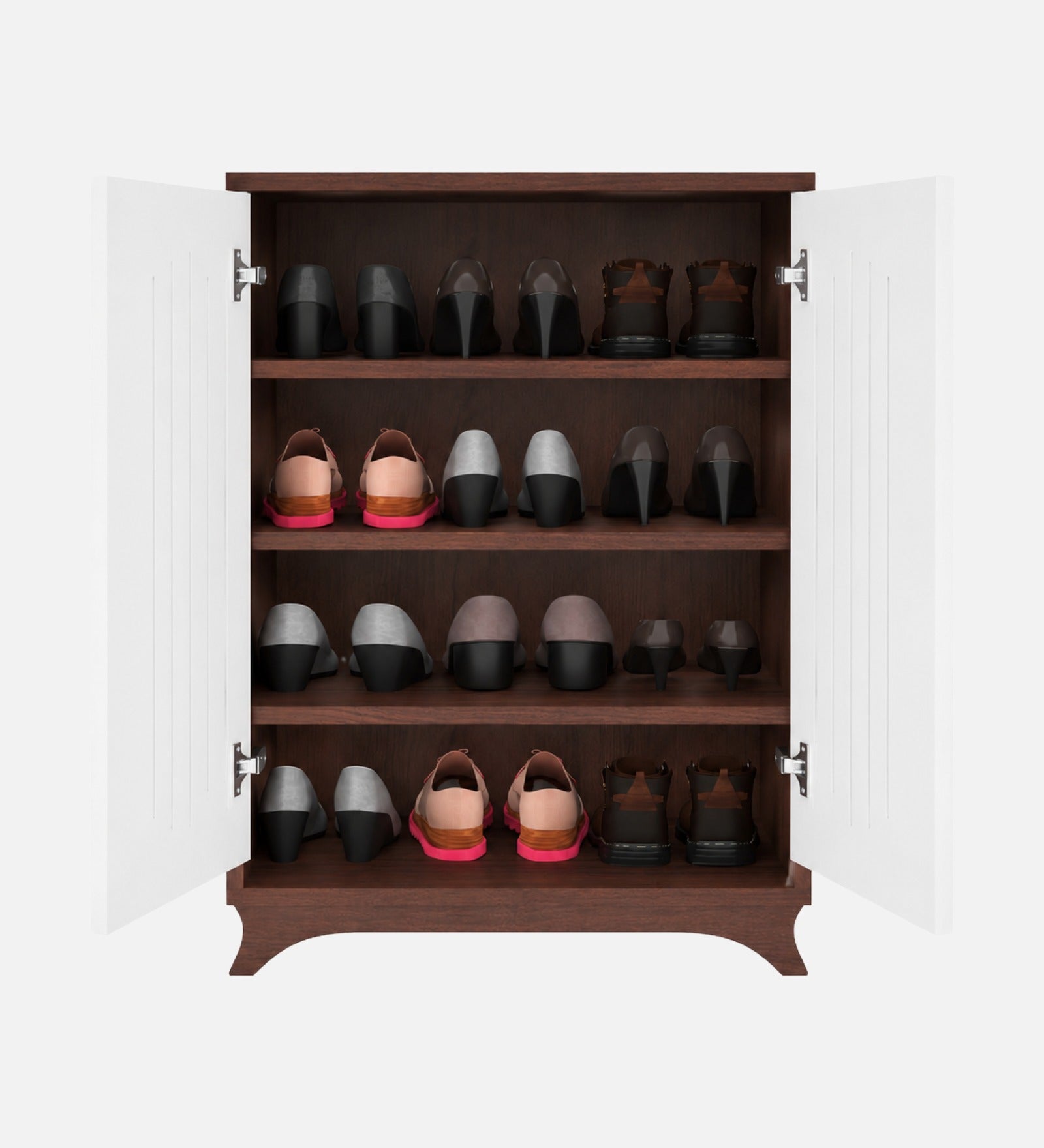 Walnut Finish Shoe Rack Bench with Cushioned Seat SR75 - additional angle 3