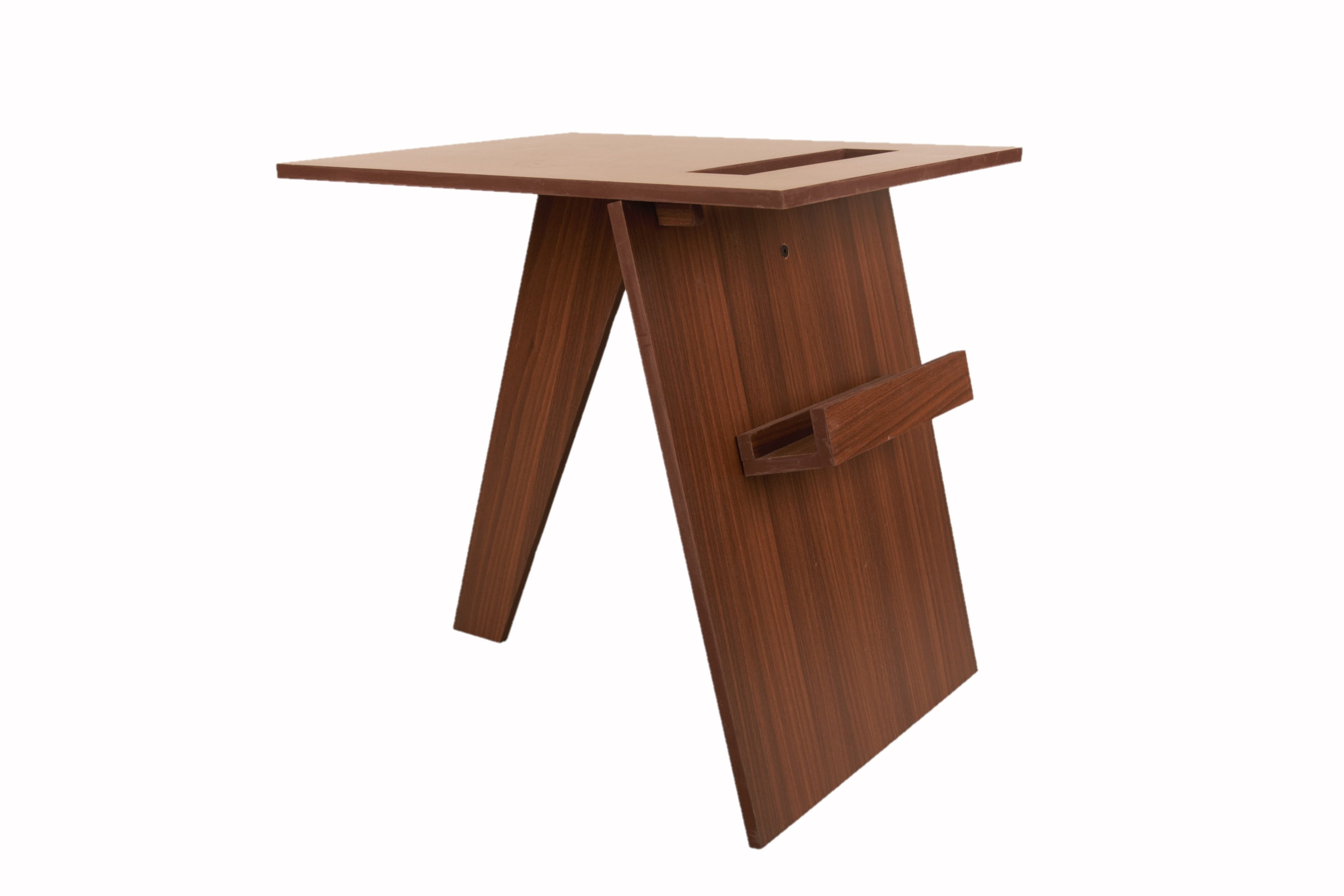RayTrees Stylish End Table | Teak Finish, Metal Frame