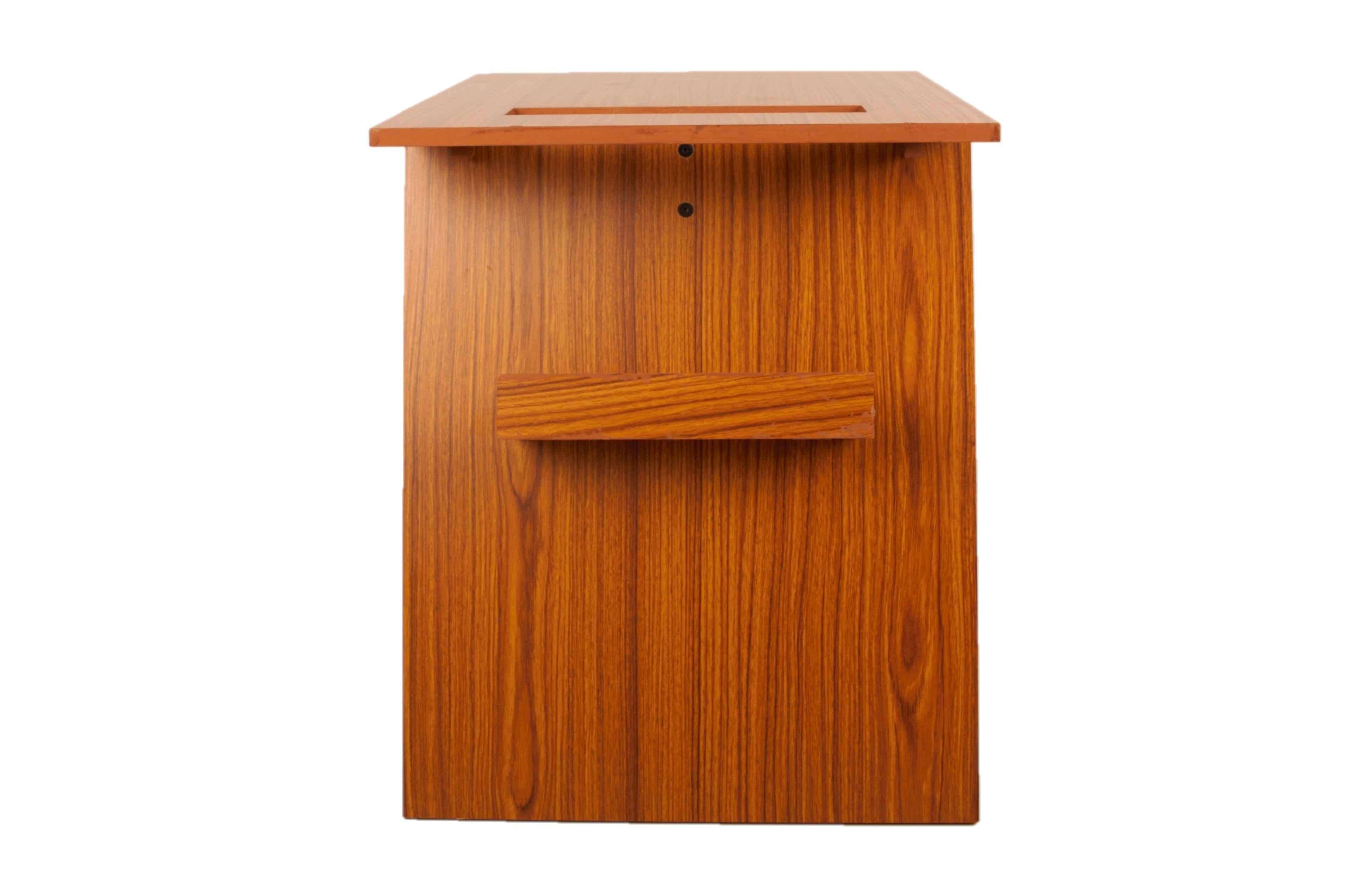 Stylish End Table - Walnut Teak Finish, Metal Frame - additional angle 2