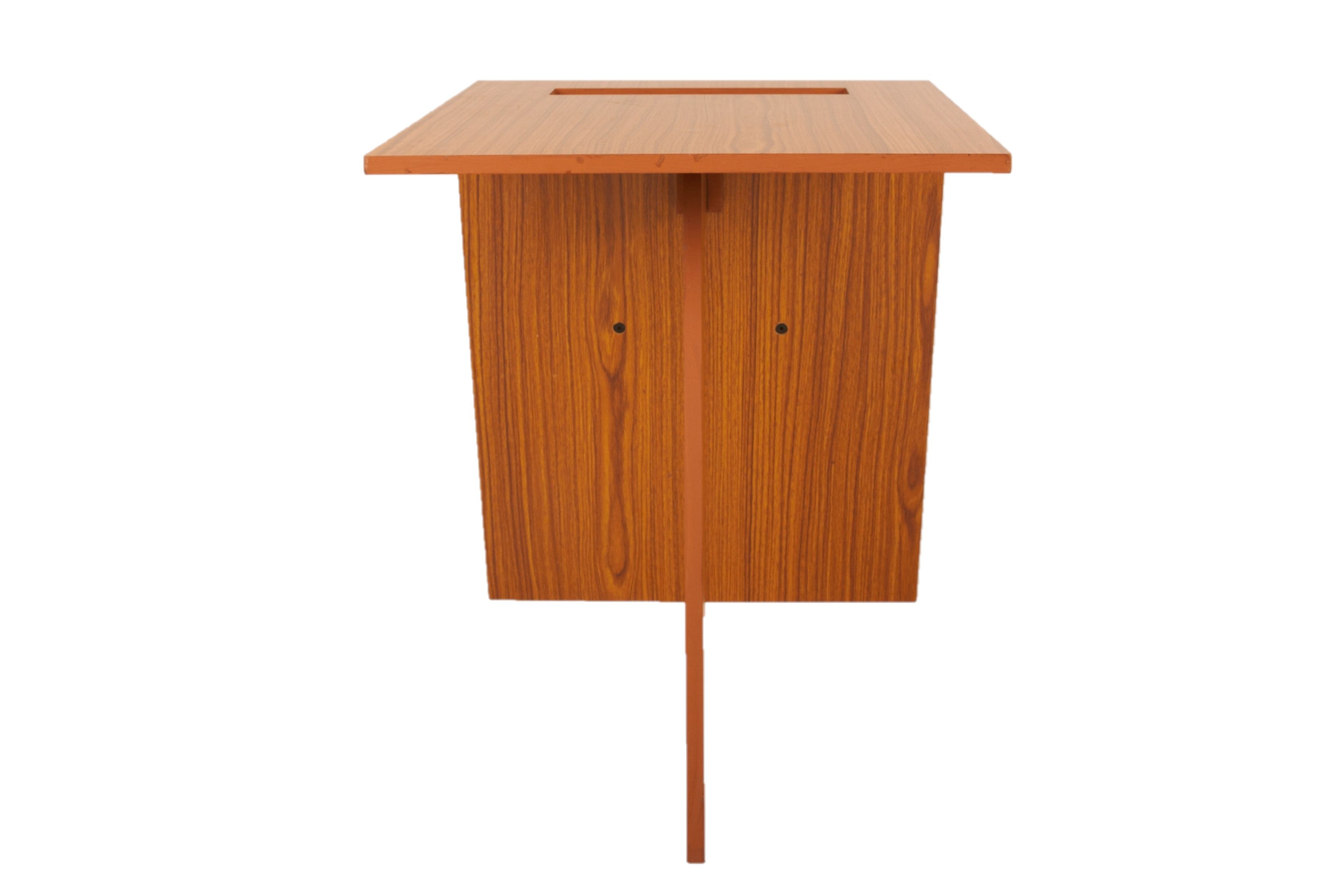 Stylish End Table - Walnut Teak Finish, Metal Frame - additional angle 3