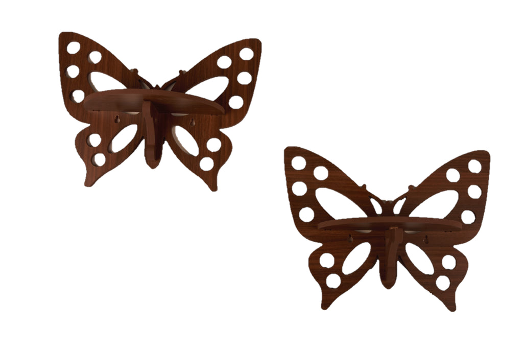 Butterfly Wall Shelf Set of Two - Walnut Finish - additional angle