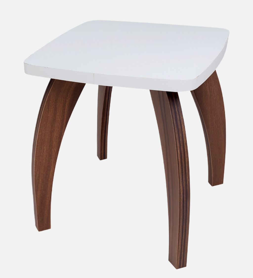 RayTrees Four Leg Square Table/Stool | White Finish