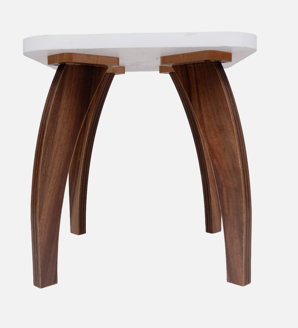 RayTrees Four Leg Round Table/Stool | White Finish