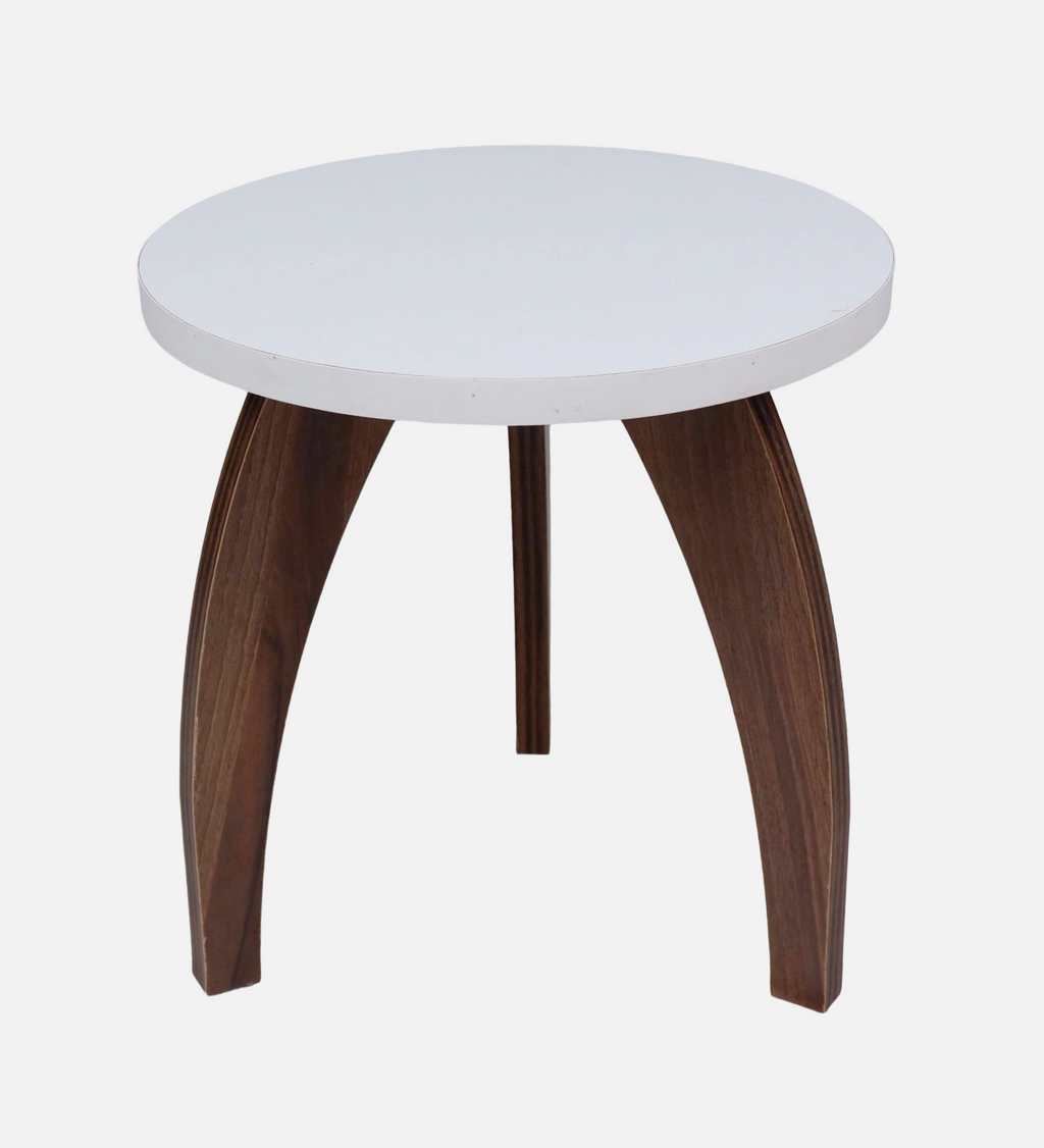 RayTrees Three Leg Round Table | White Finish Stool