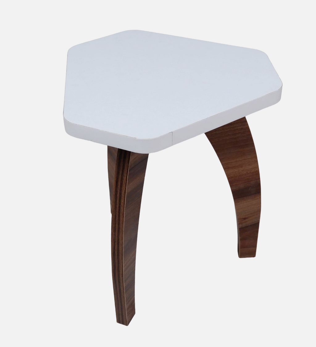 RayTrees Three Leg Pentagon Table | White Finish Stool