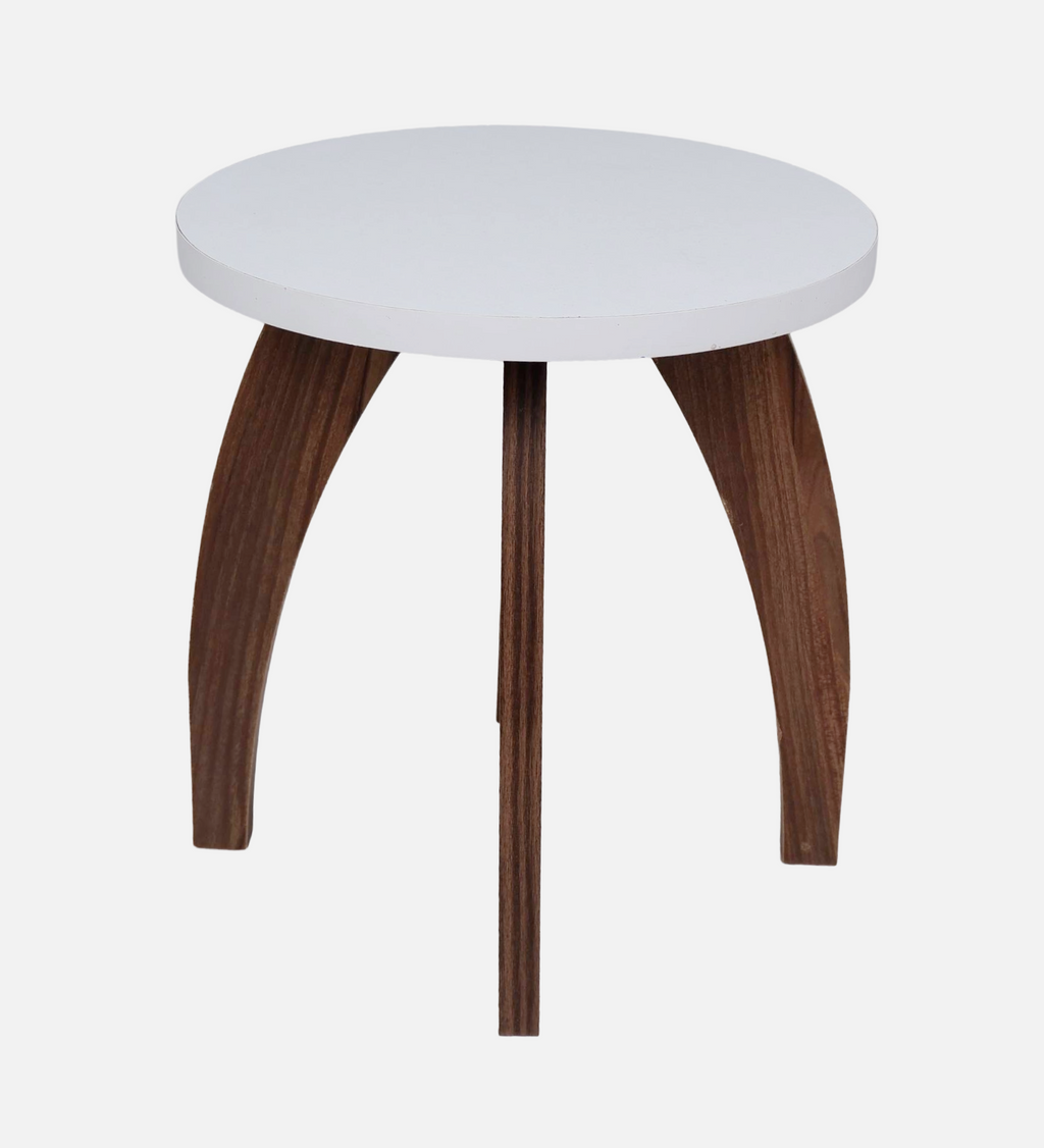 RayTrees Three Leg Round Table | White Finish Stool