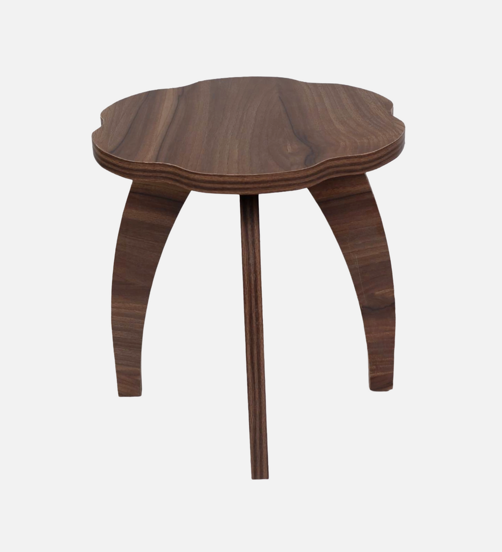 RayTrees Three Leg Wave Table | Walnut Finish Stool