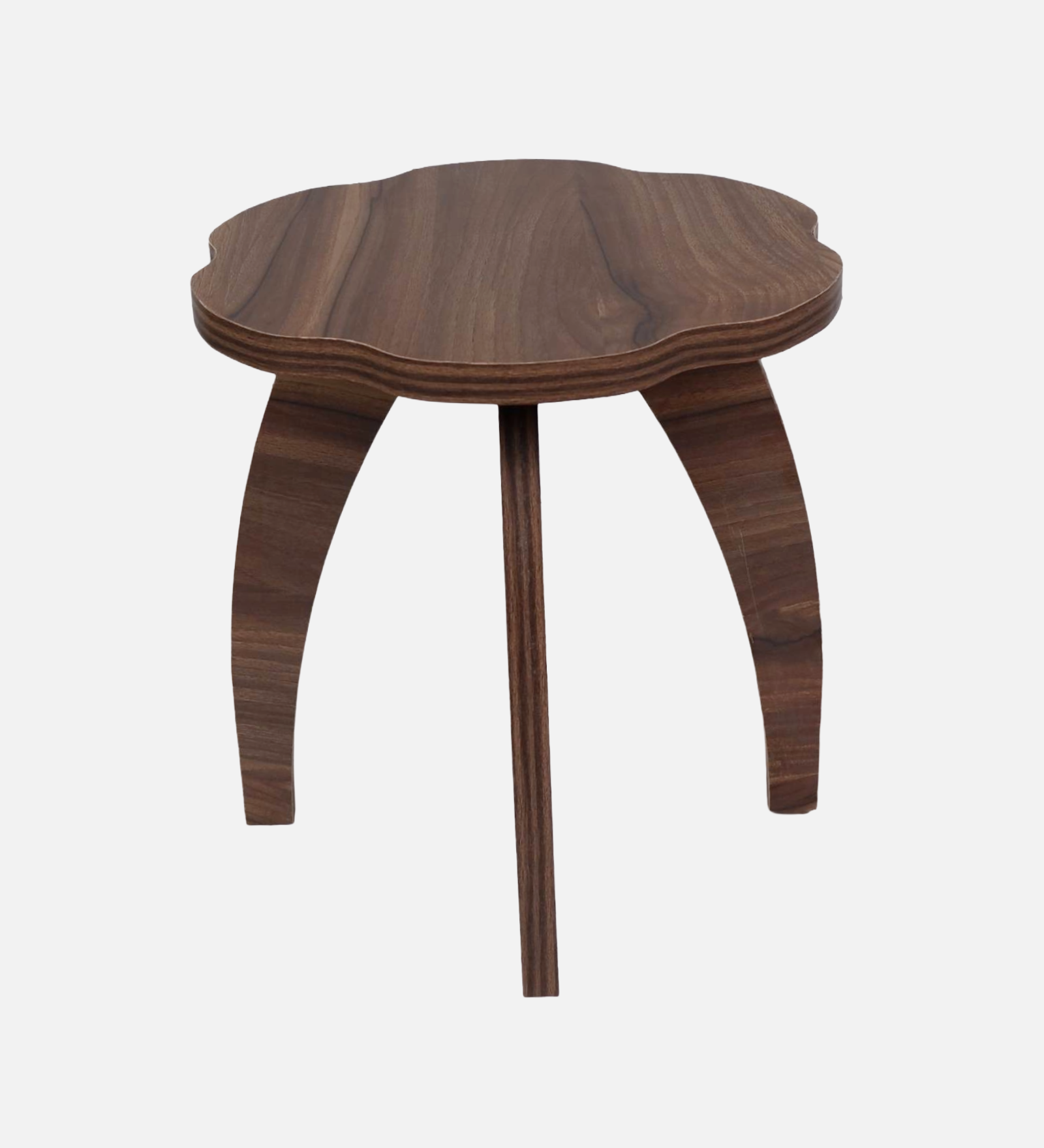 RayTrees Three Leg Wave Table | Walnut Finish Stool