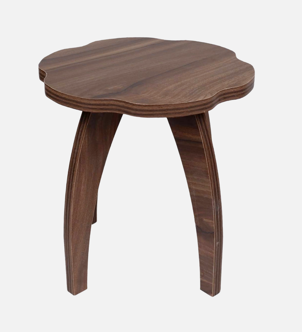 RayTrees Four Leg Wave Table/Stool | Walnut Finish