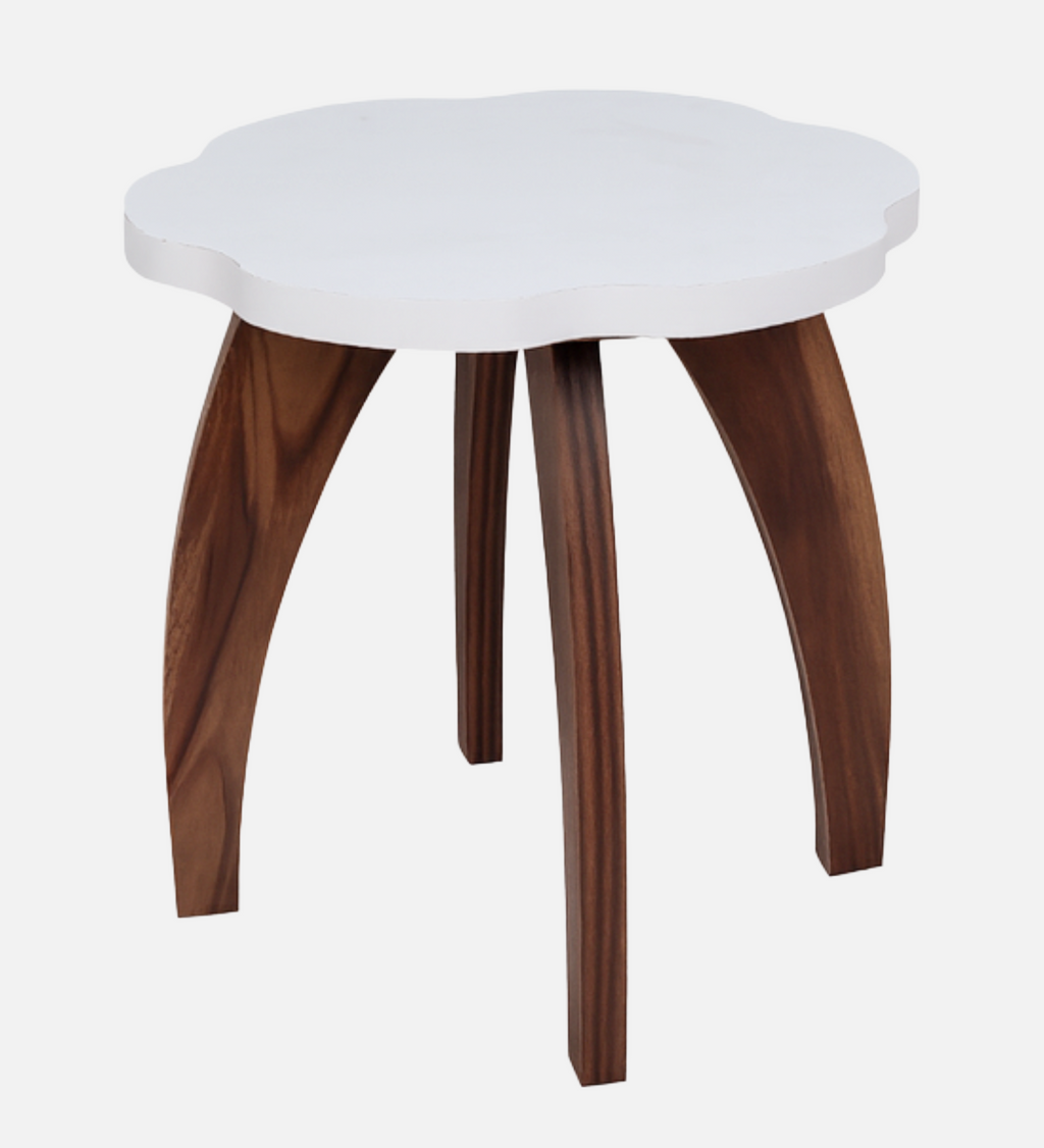 RayTrees Four Leg Wave Table/Stool | White Finish