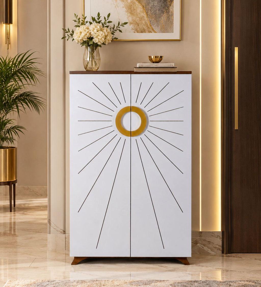 Astra 24-Pairs 2 Door Shoe Cabinet | White Finish