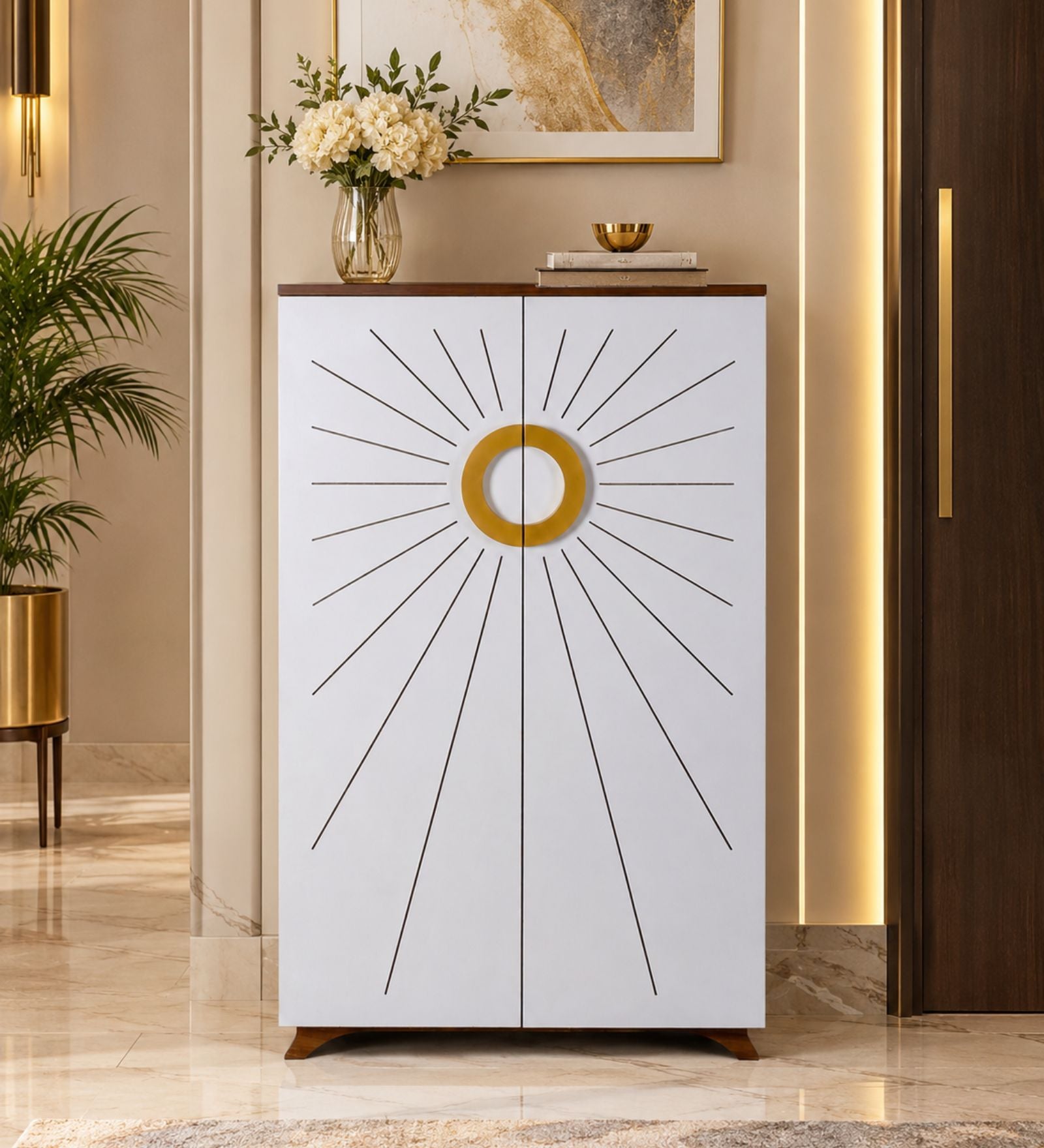 Astra 24-Pairs 2 Door Shoe Cabinet | White Finish