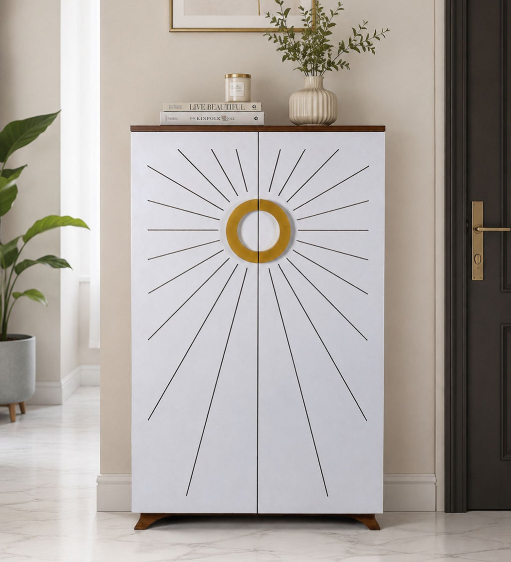 Astra 24-Pairs 2 Door Shoe Cabinet | White Finish