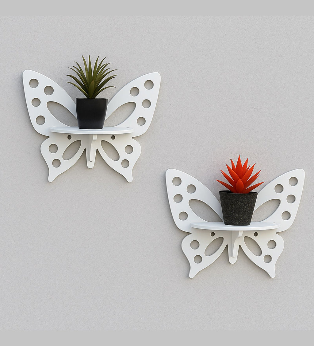 Butterfly Wall Shelf Set of Two - White Finish - additional angle 3