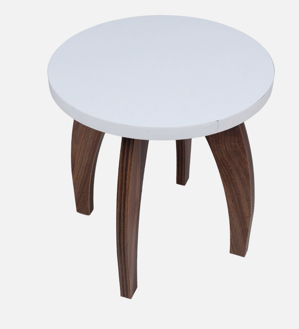 RayTrees Four Leg Round Table/Stool | White Finish