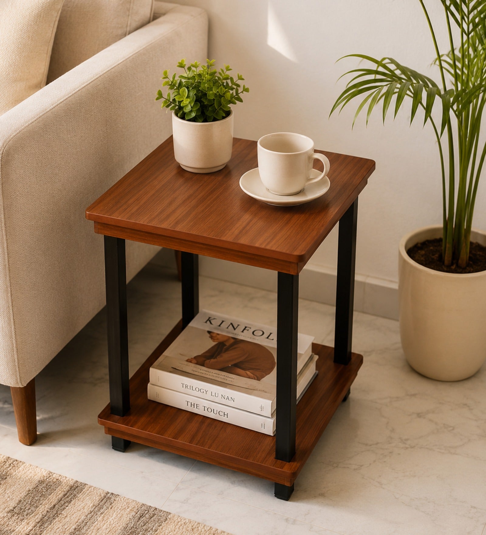 Valeria End Table - Walnut Finish Side Table