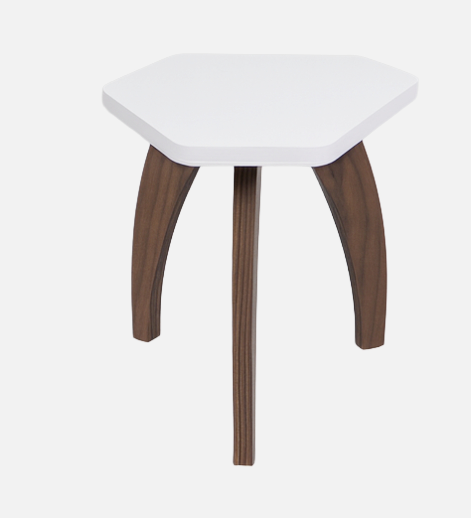 RayTrees Three Leg Pentagon Table | White Finish Stool