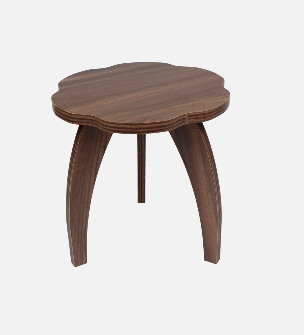 RayTrees Three Leg Wave Table | Walnut Finish Stool