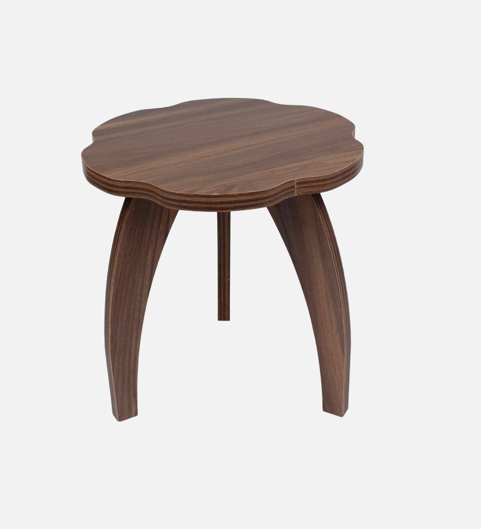 RayTrees Three Leg Wave Table | Walnut Finish Stool