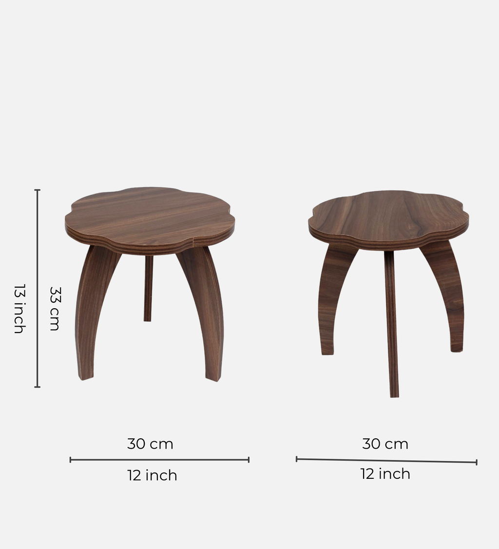 RayTrees Three Leg Wave Table | Walnut Finish Stool