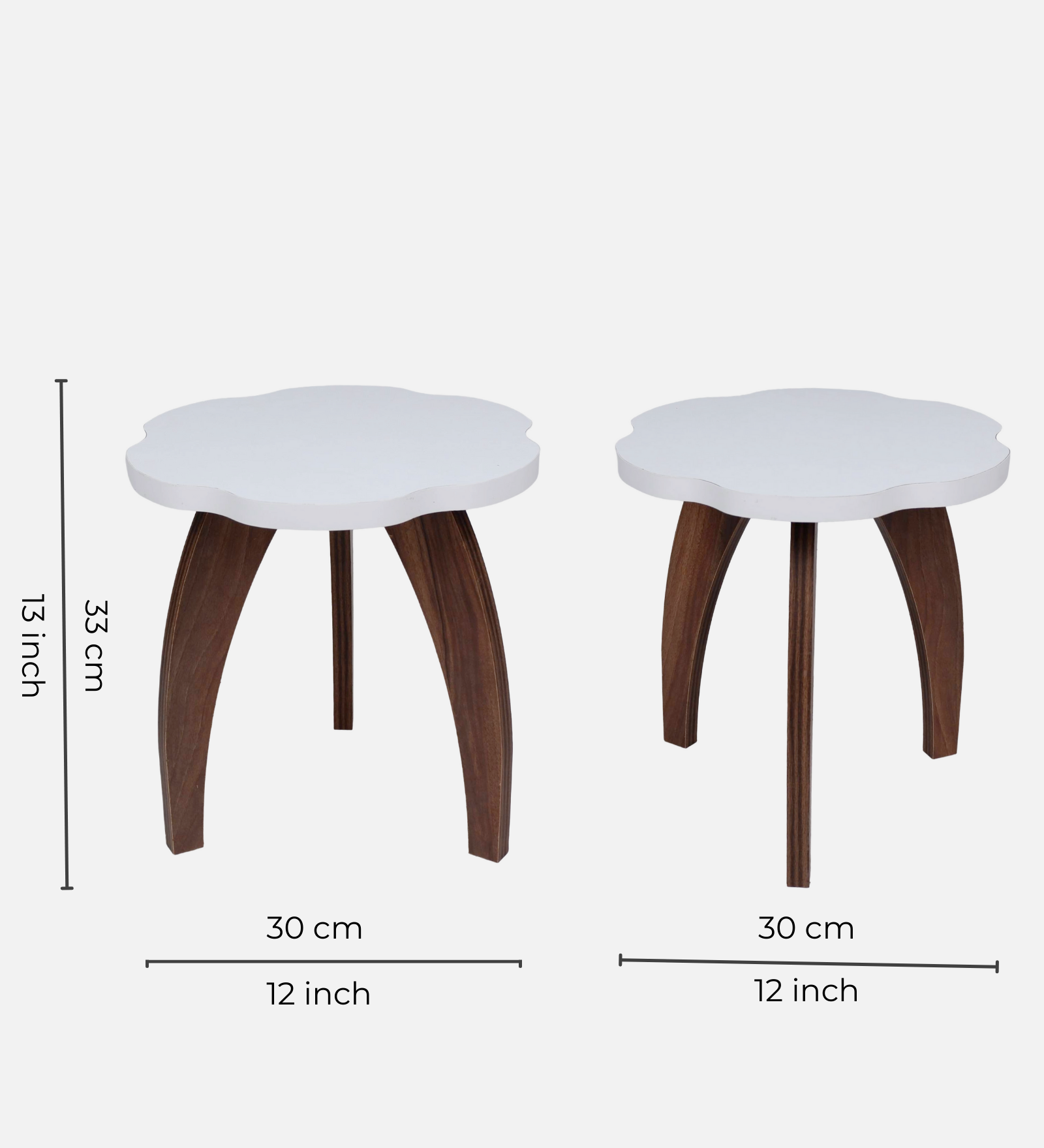 RayTrees Three Leg Wave Table | White Finish Stool