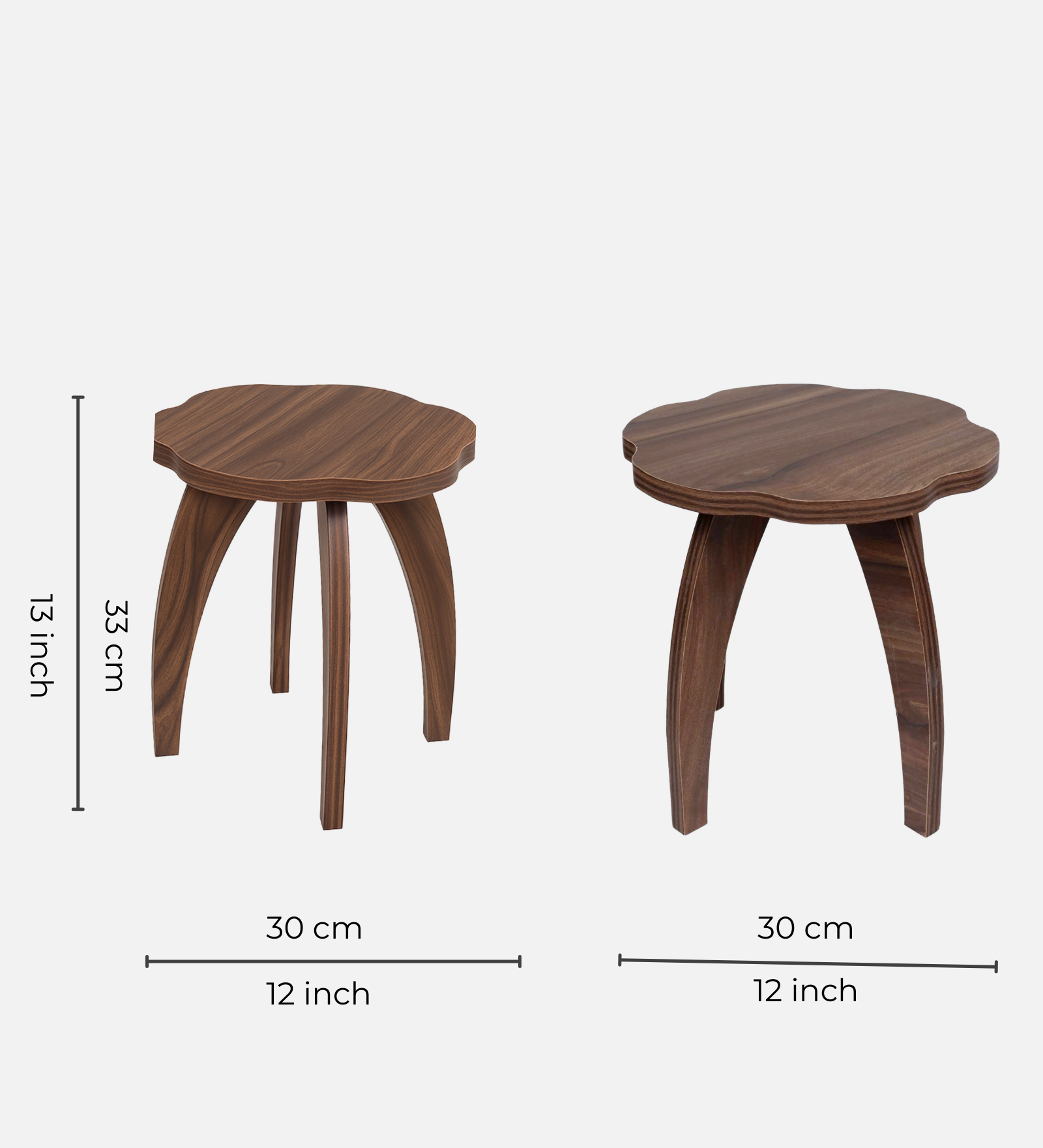 RayTrees Four Leg Wave Table/Stool | Walnut Finish