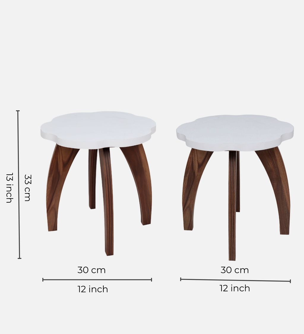 RayTrees Four Leg Wave Table/Stool | White Finish
