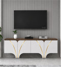 RayTrees Curved Strip Handle TV Unit | White Finish