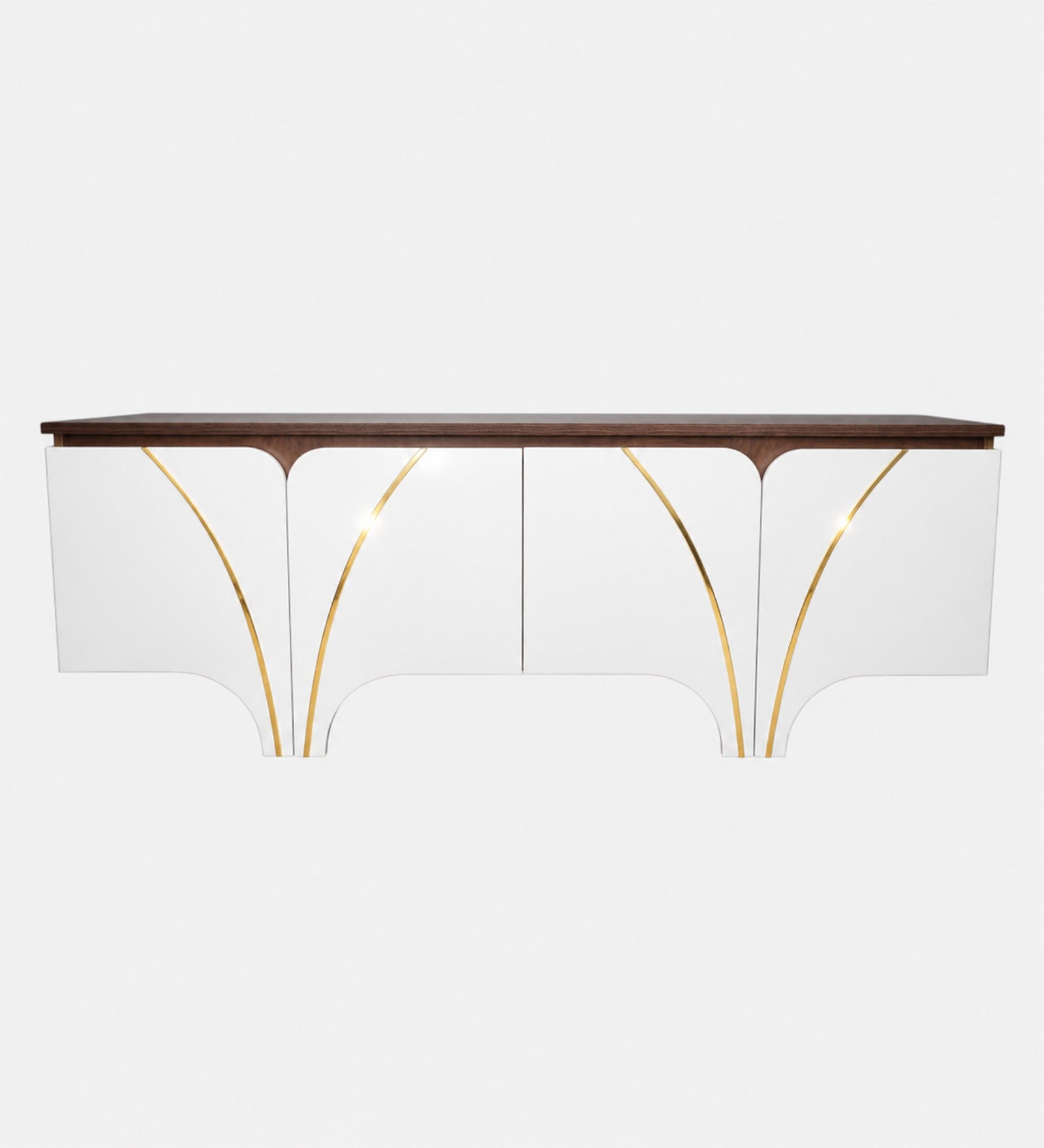 RayTrees Curved Strip Handle TV Unit | White Finish