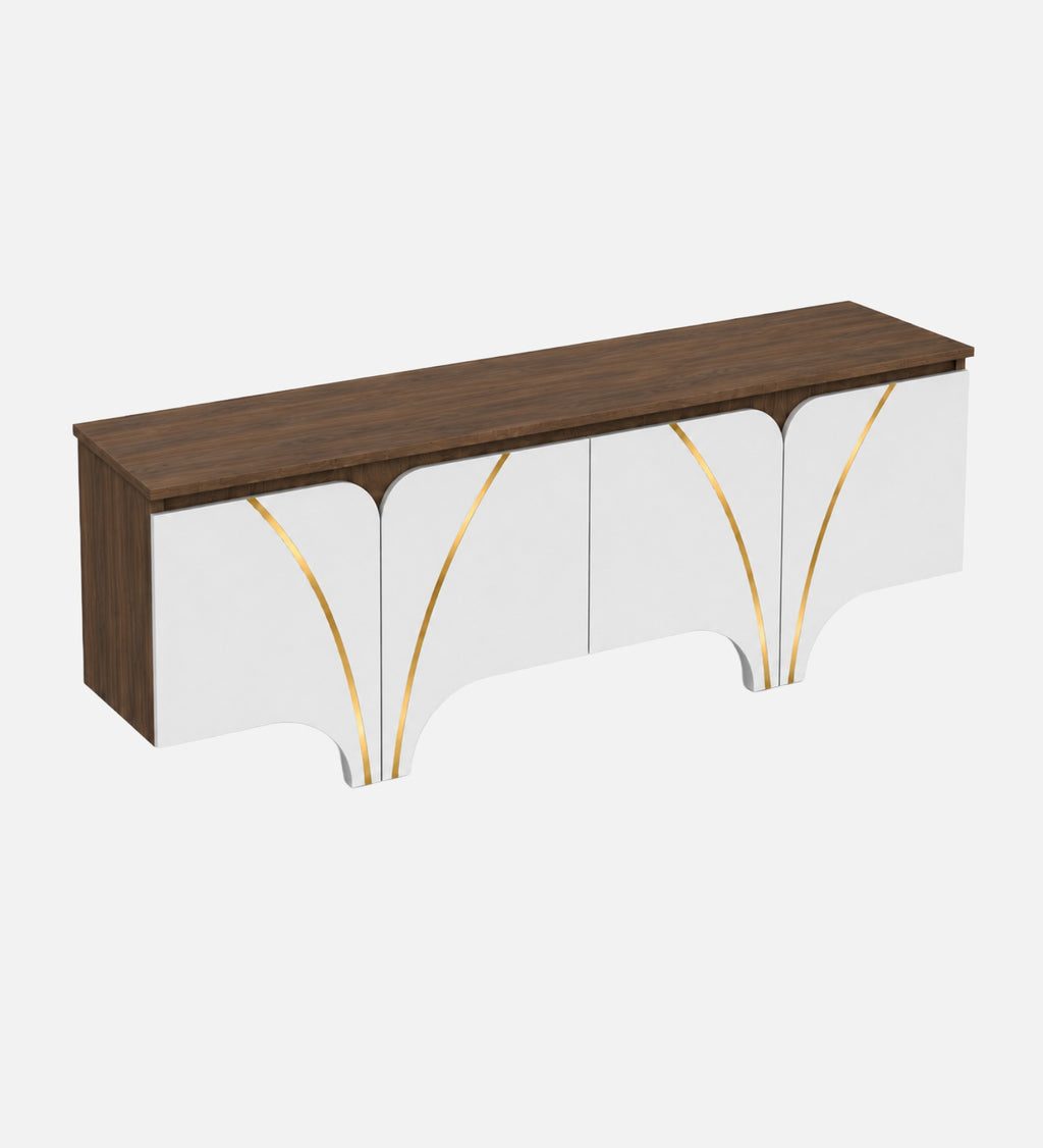 RayTrees Curved Strip Handle TV Unit | White Finish