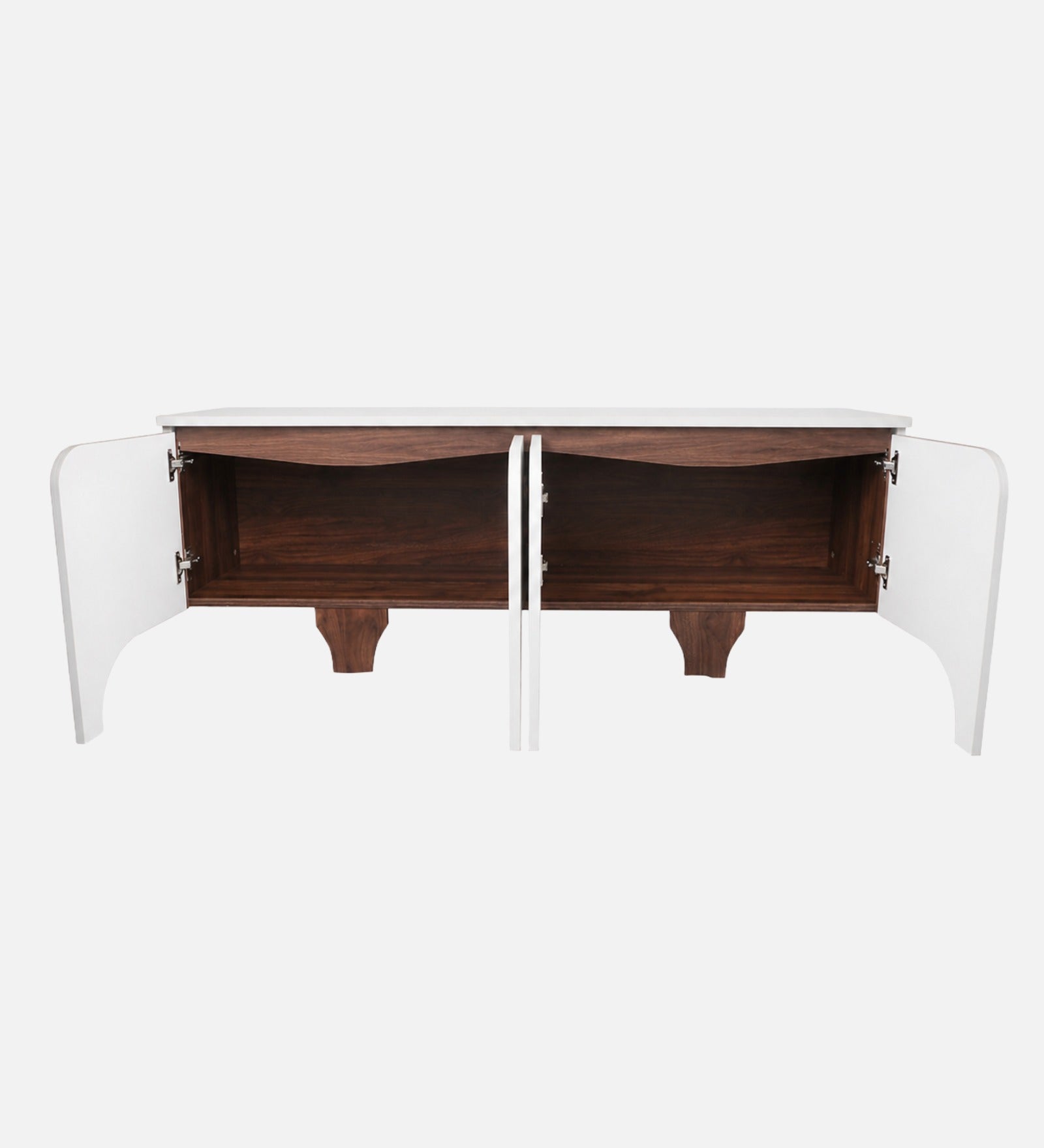 RayTrees Curved Strip Handle TV Unit | White Finish