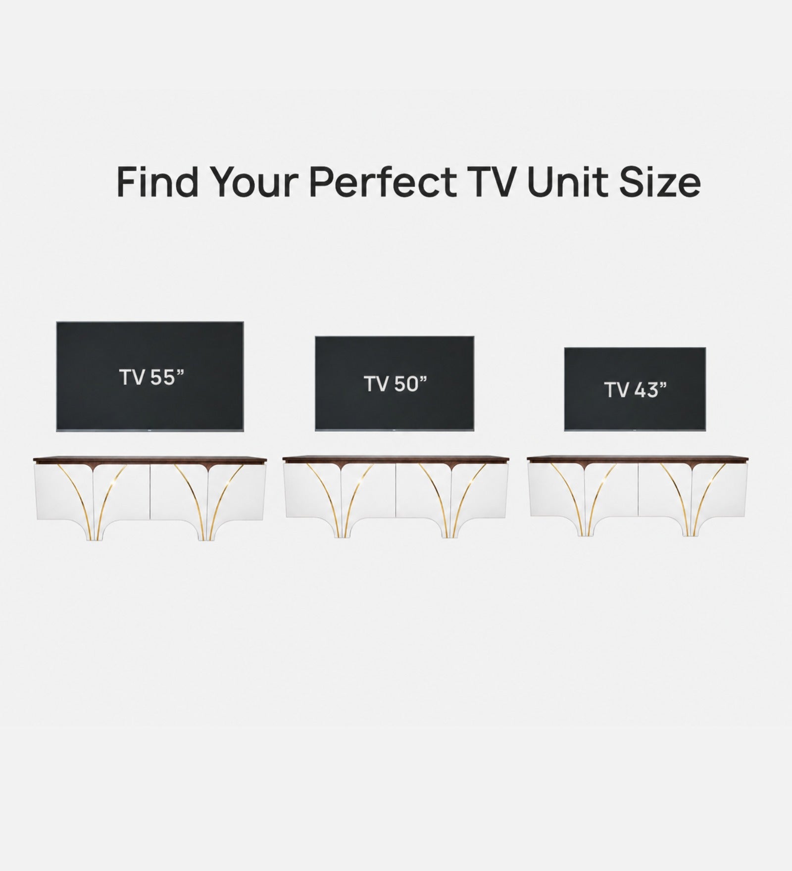 RayTrees Curved Strip Handle TV Unit | White Finish
