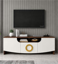 RayTrees Golden Handle TV Unit | White Finish