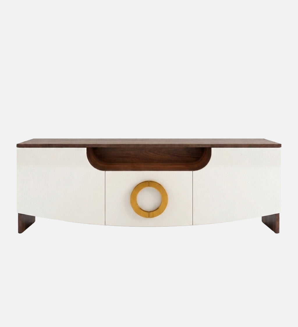 RayTrees Golden Handle TV Unit | White Finish