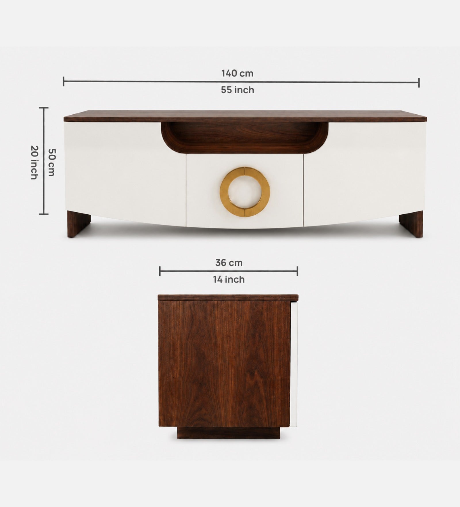 RayTrees Golden Handle TV Unit | White Finish