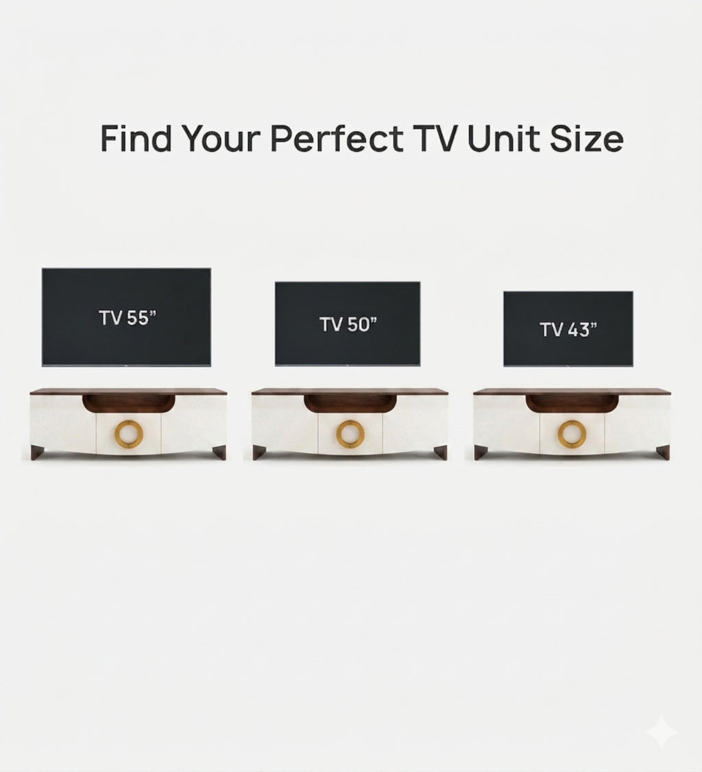 RayTrees Golden Handle TV Unit | White Finish