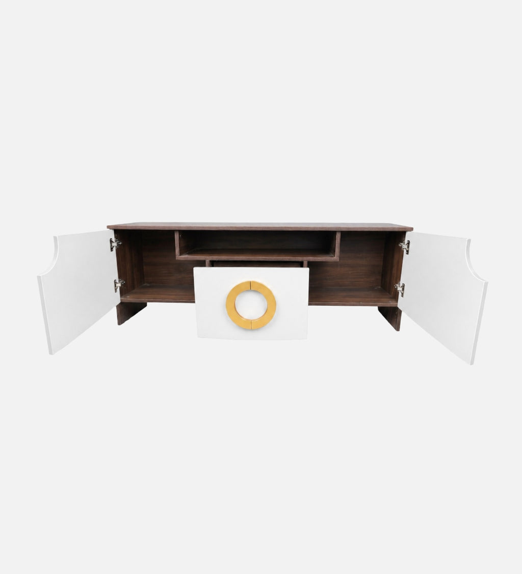 RayTrees Golden Handle TV Unit | White Finish