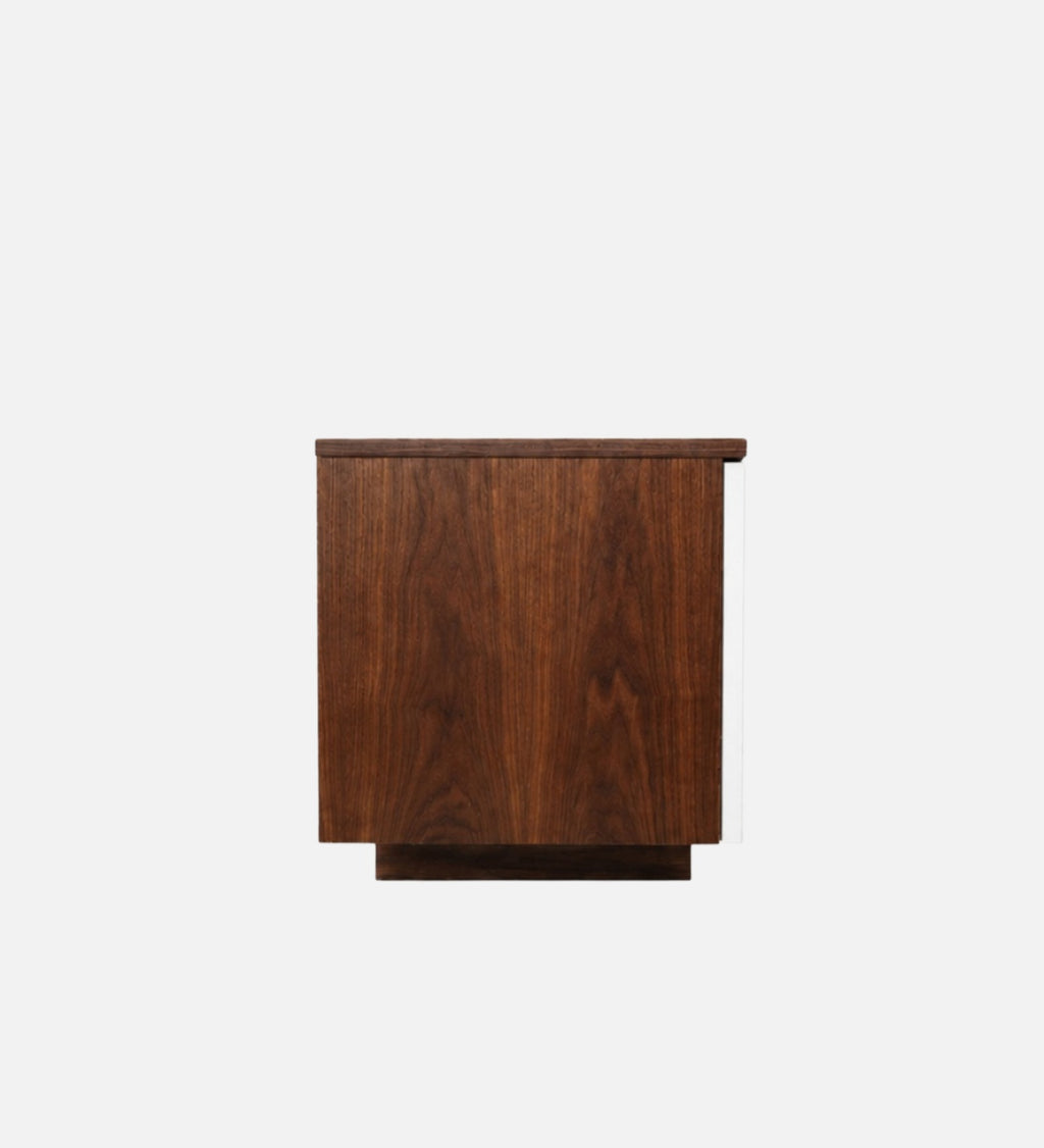 RayTrees Hexagonal Golden Strip TV Unit | White Finish