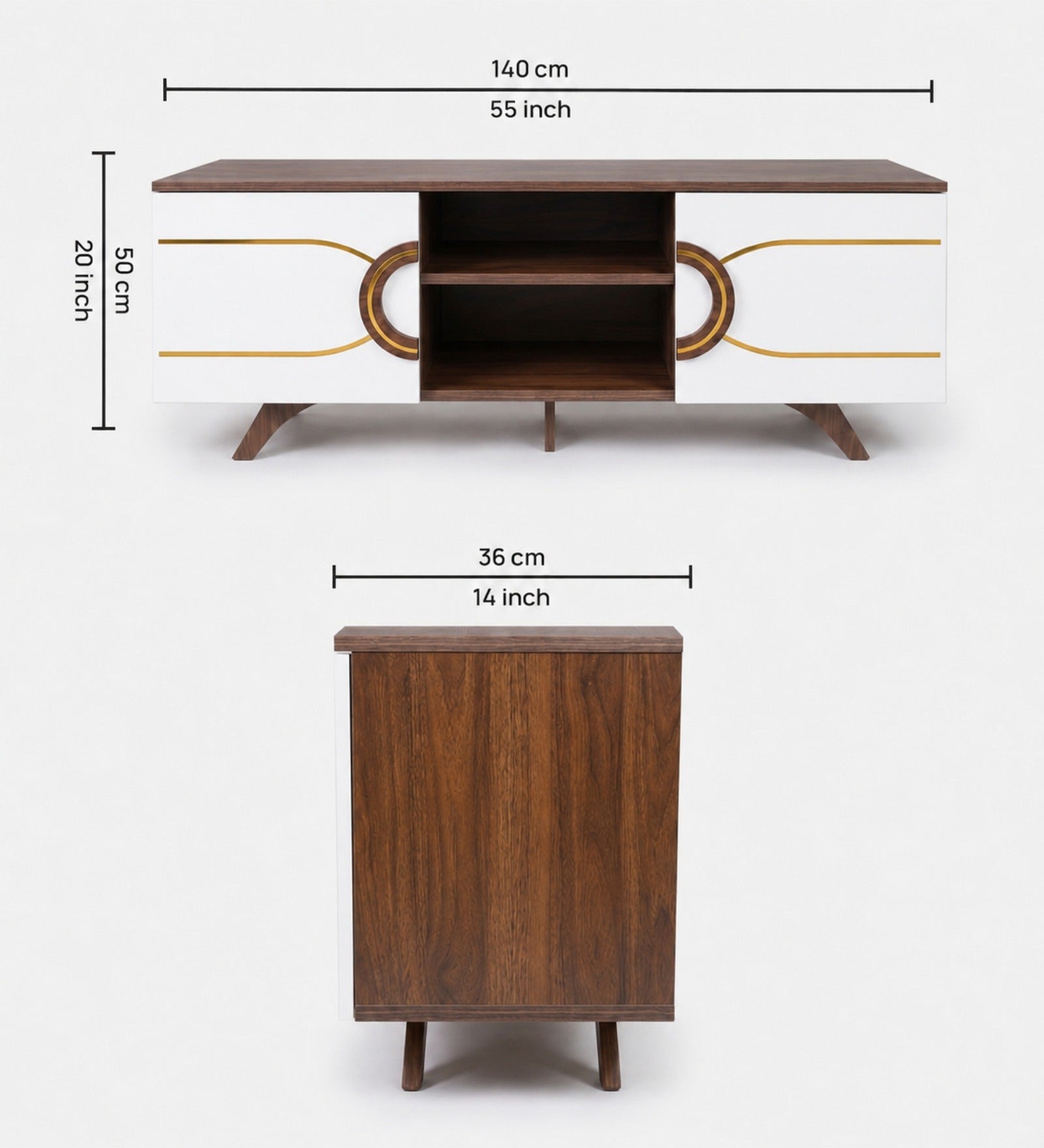 RayTrees Minimalist Strip Handle TV Unit | White Finish