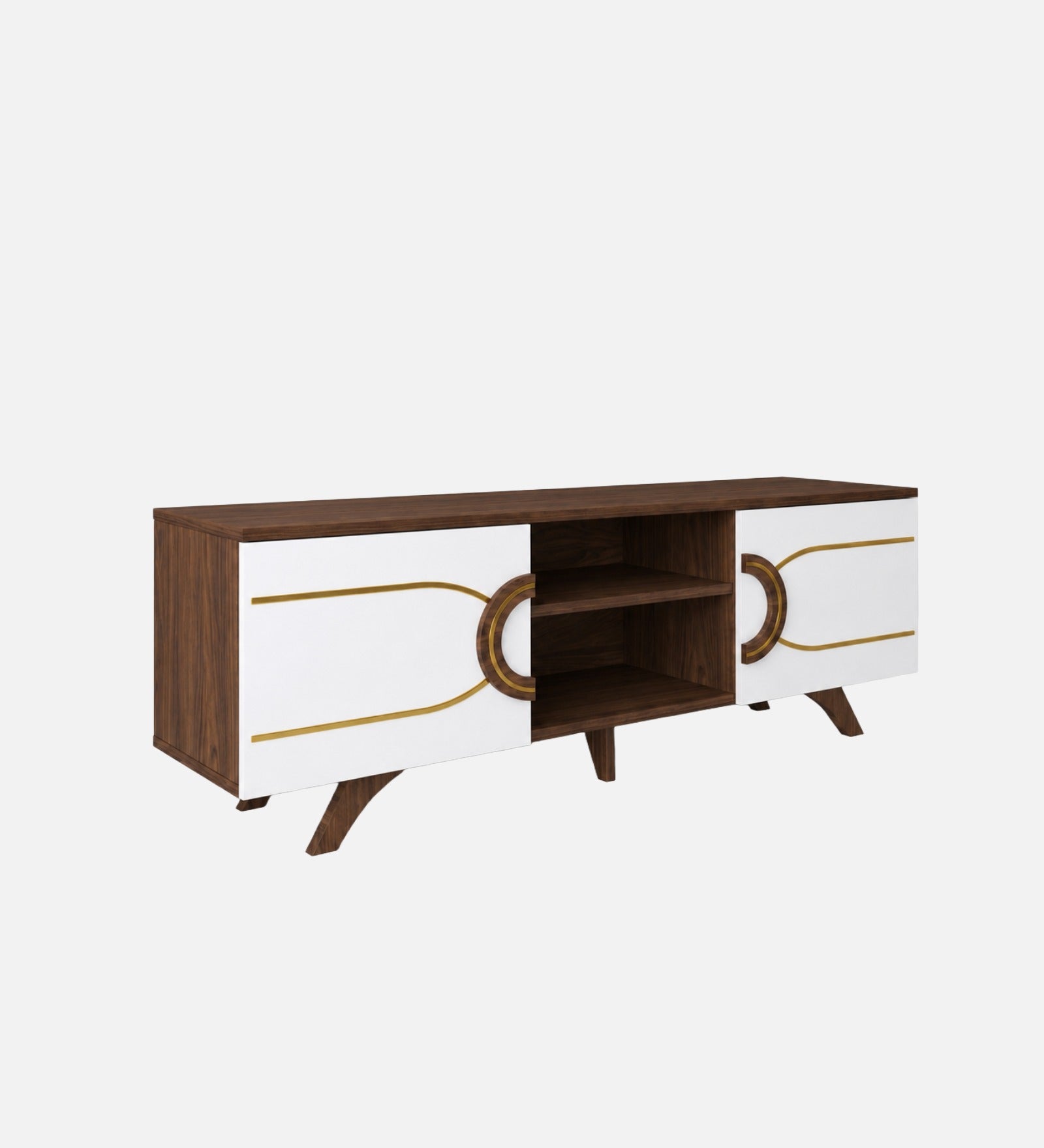 RayTrees Minimalist Strip Handle TV Unit | White Finish
