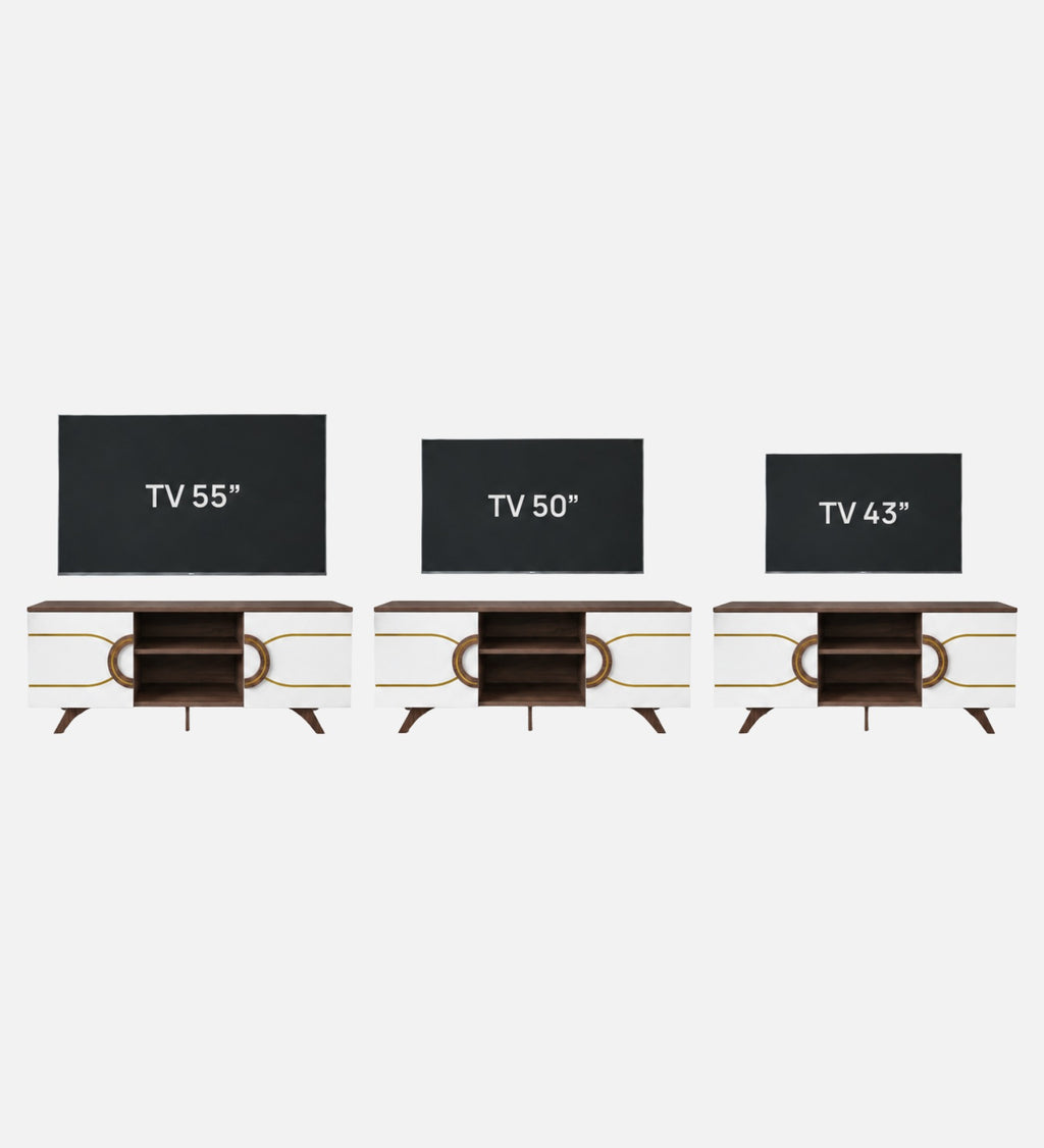 RayTrees Minimalist Strip Handle TV Unit | White Finish