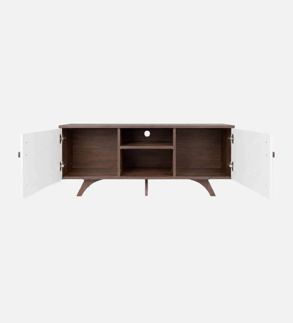 RayTrees Minimalist Strip Handle TV Unit | White Finish