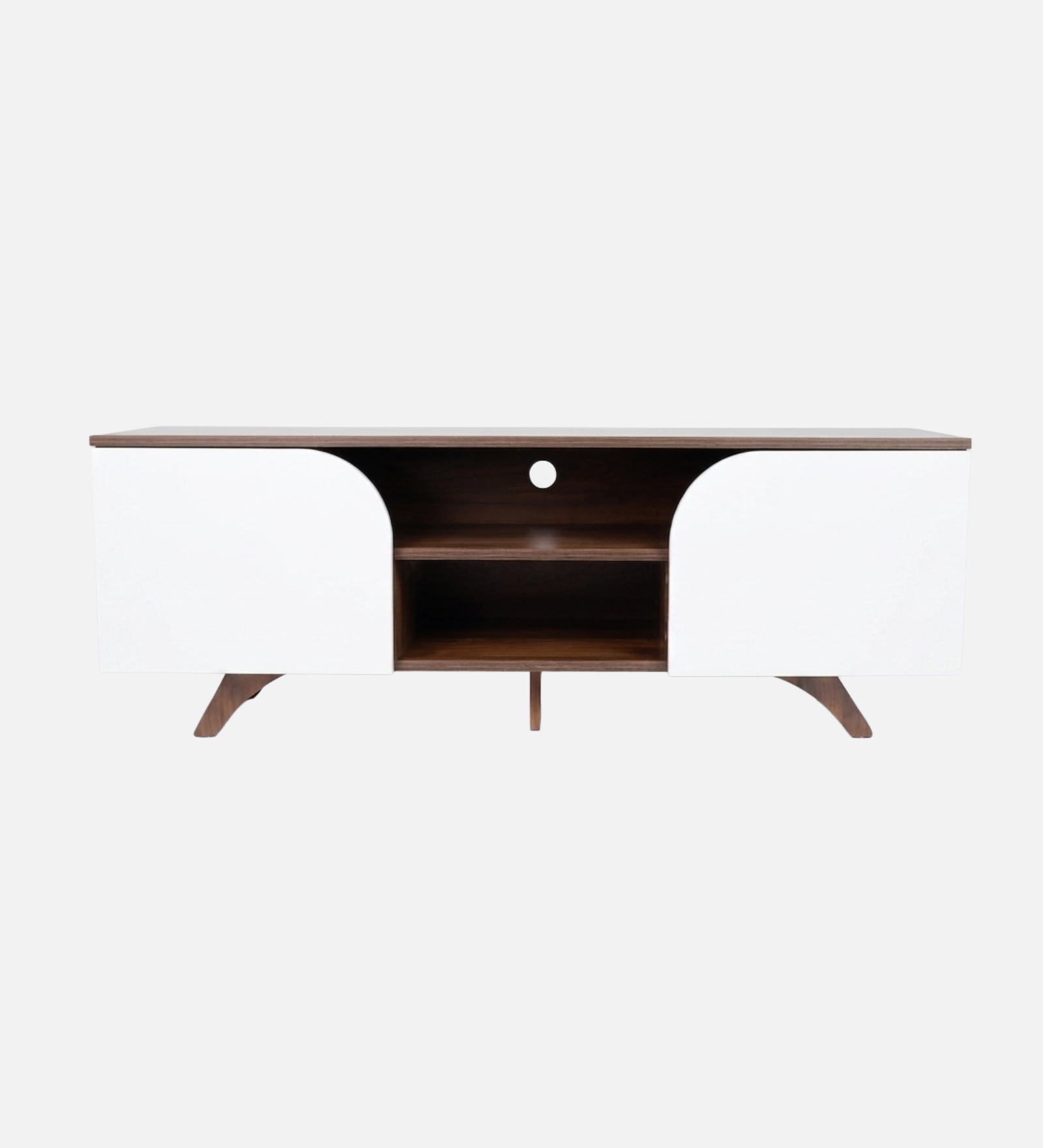 RayTrees Curved Panel TV Unit | White Finish