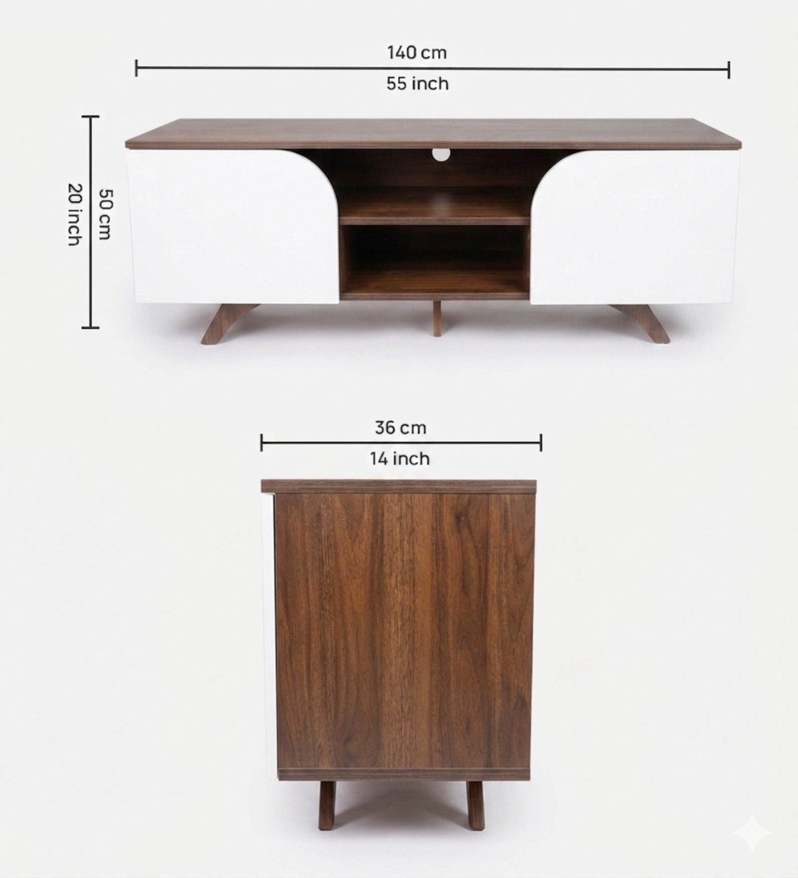 RayTrees Curved Panel TV Unit | White Finish