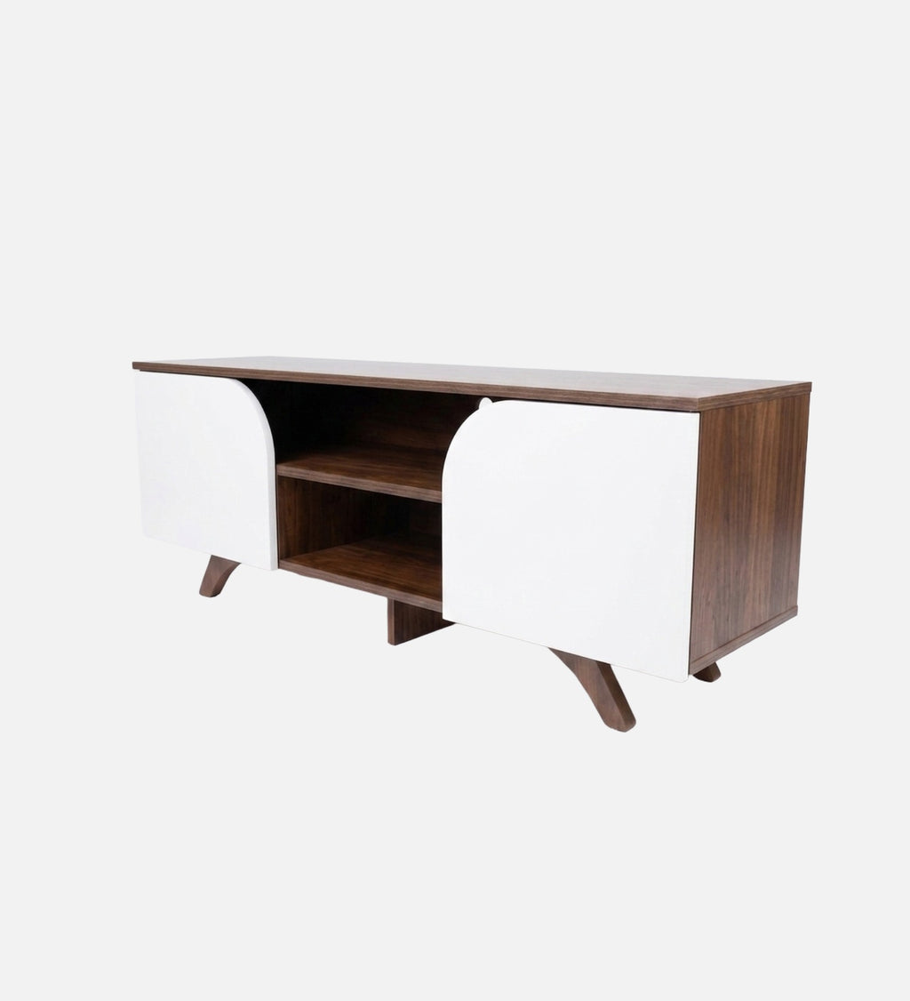 RayTrees Curved Panel TV Unit | White Finish