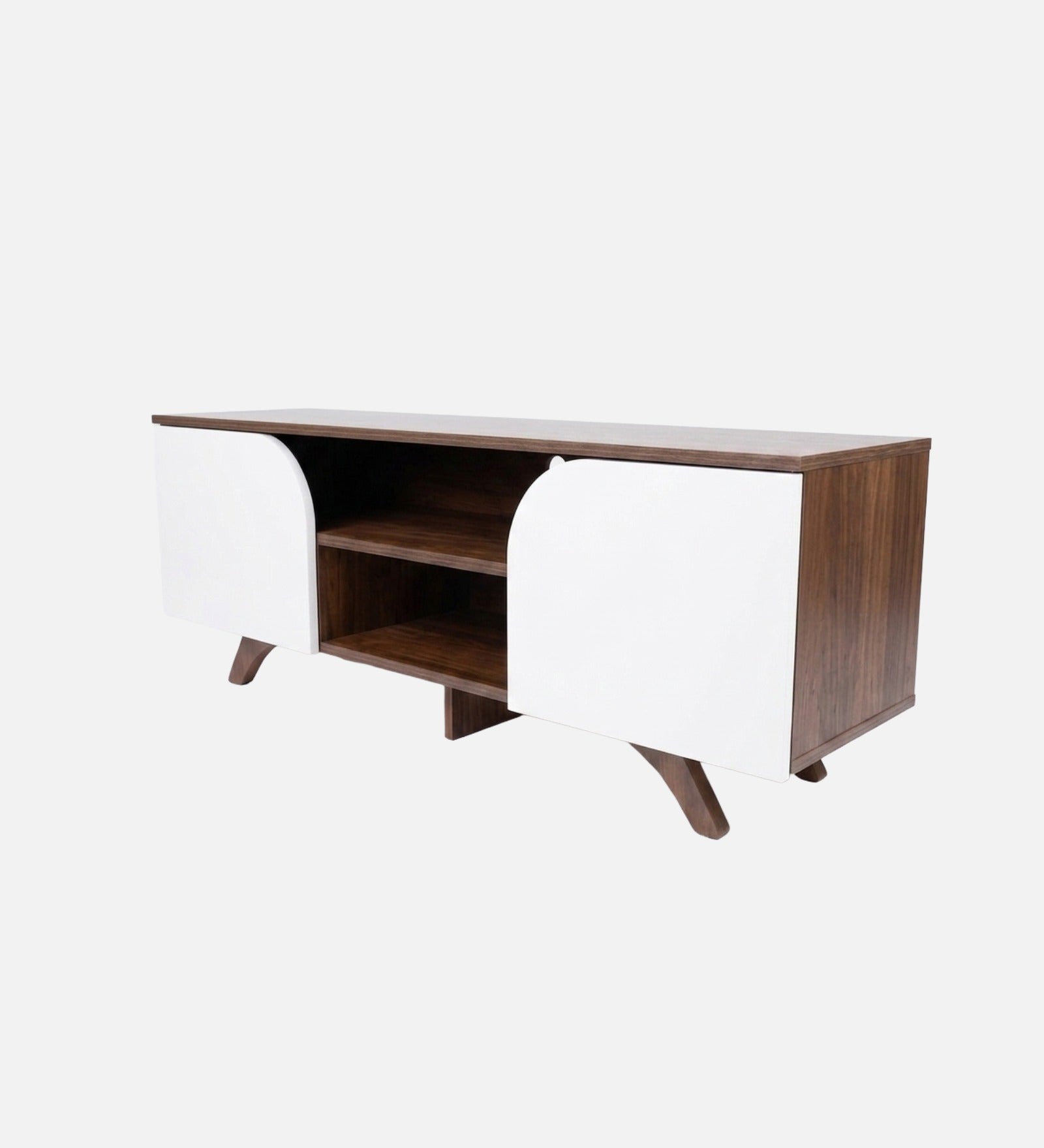 RayTrees Curved Panel TV Unit | White Finish
