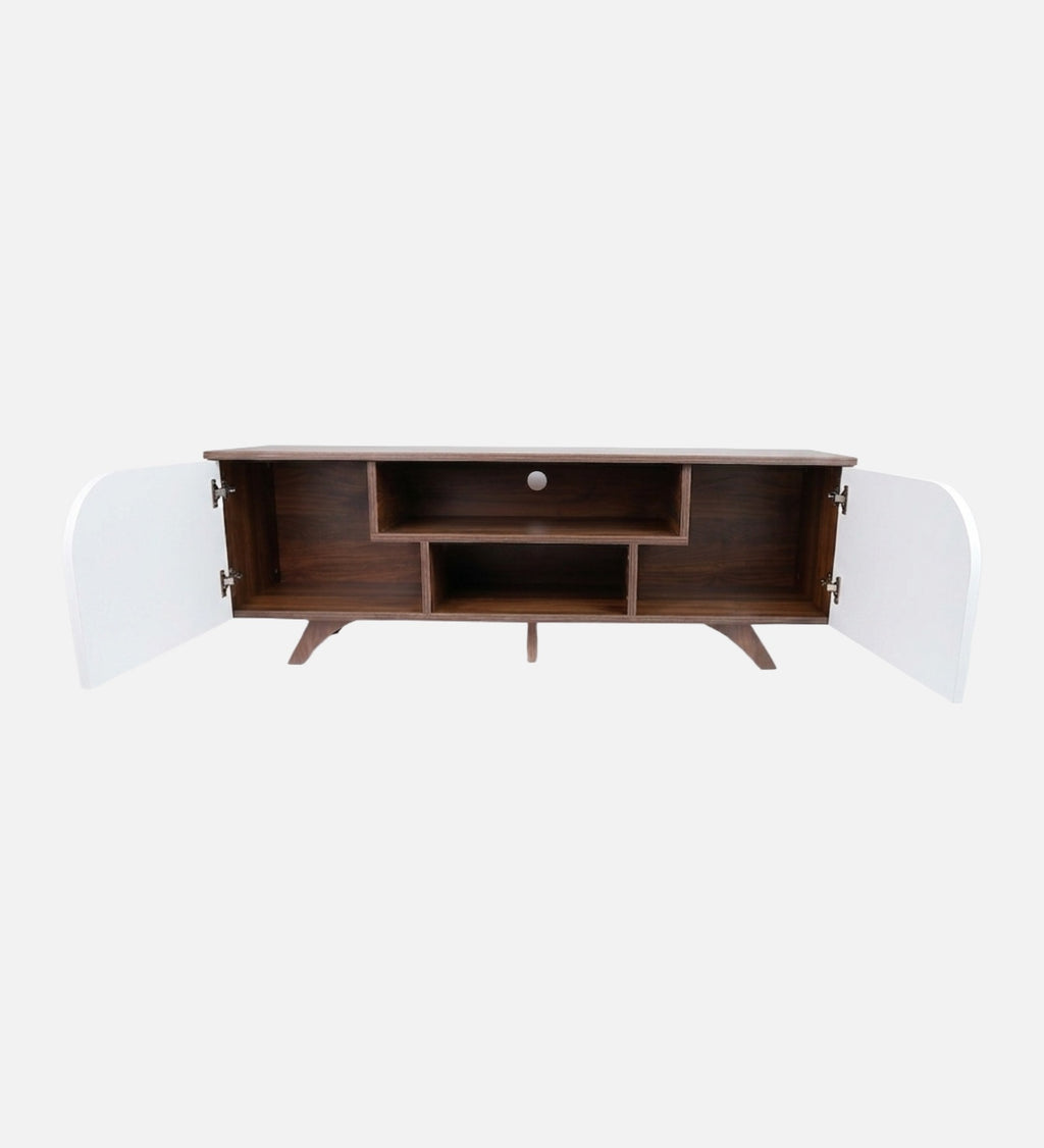 RayTrees Curved Panel TV Unit | White Finish