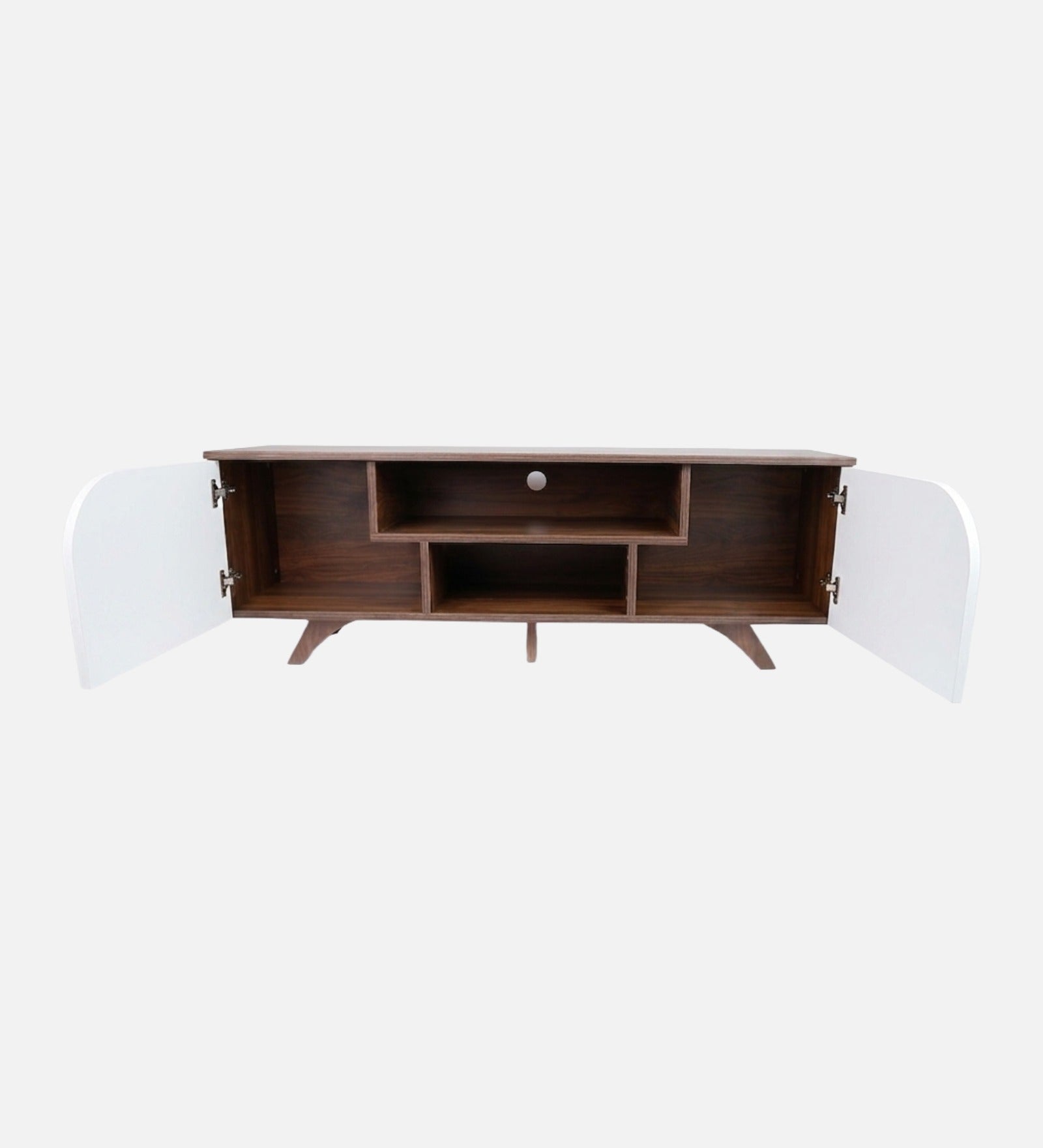 RayTrees Curved Panel TV Unit | White Finish