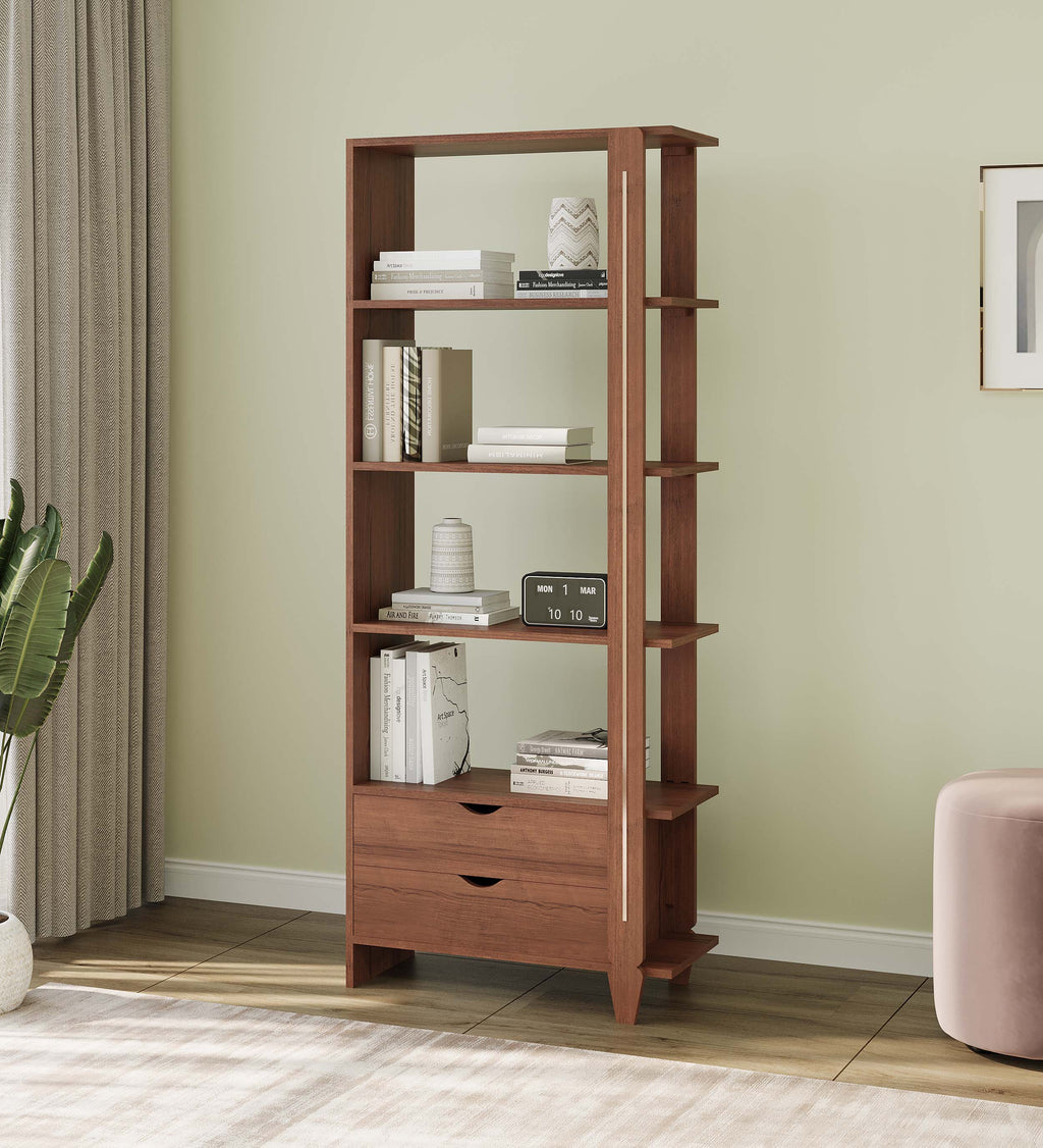 Viola Engineered Wood Bookshelf - Walnut Finish Ladder Bookshelf
