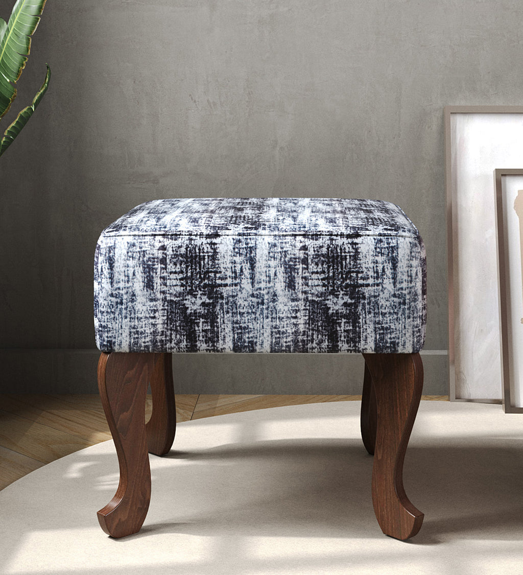 Assam Fabric Seating Ottoman - Walnut Finish